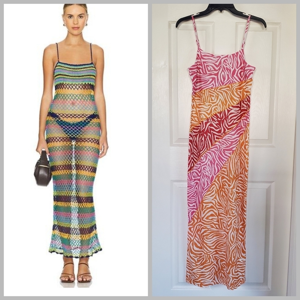 It's Now Cool The Splice Maxi Dress Sleeveless Sheer Multicolor Size Small